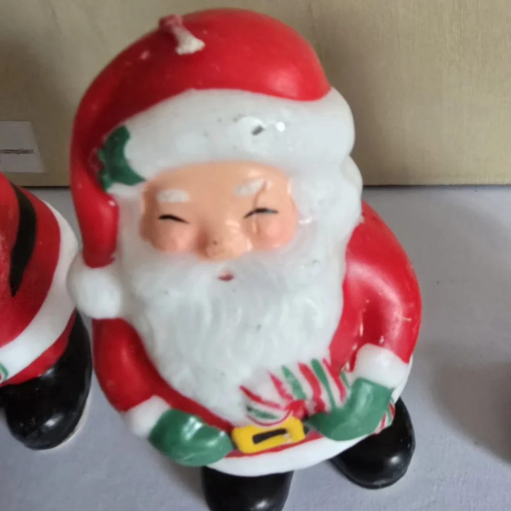 Vintage LOT XMAS Candles 1 Christmasville Schoolhouse,  3 Santas, 1 Avon Kitty